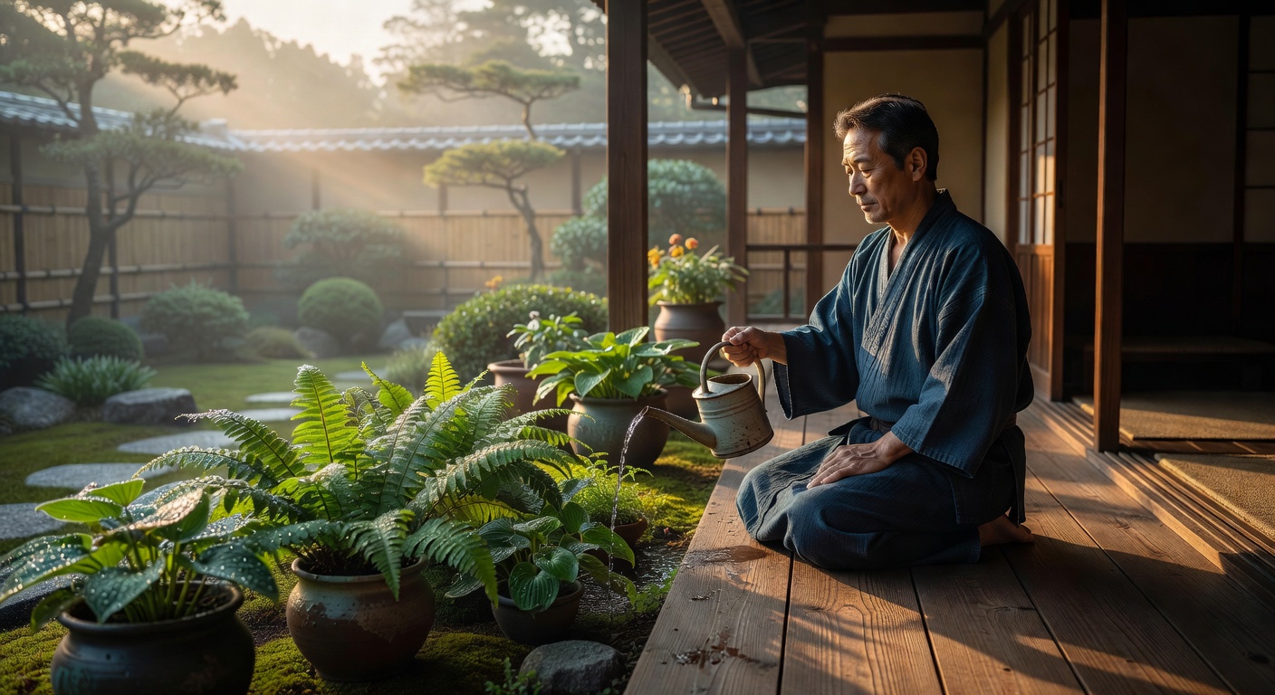 朝の水やり